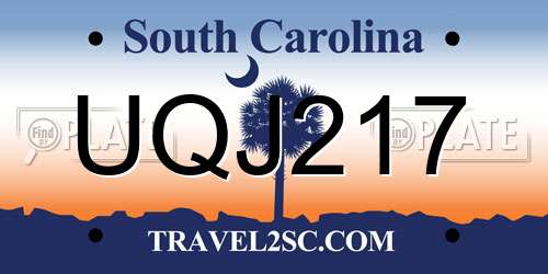 UQJ217 South Carolina License Plate