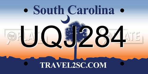 UQJ284 South Carolina License Plate