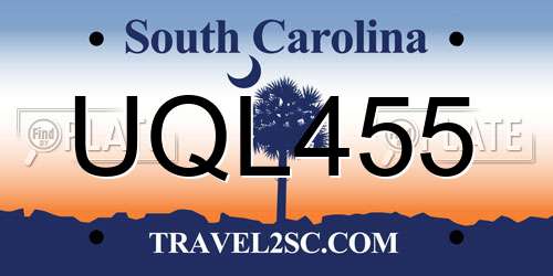 UQL455 South Carolina License Plate