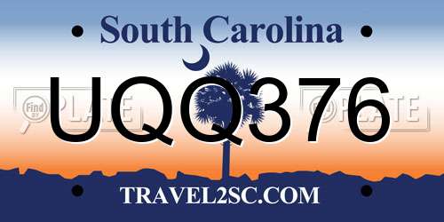 UQQ376 South Carolina License Plate