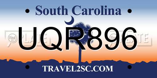 UQR896 South Carolina License Plate