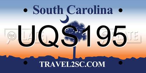 UQS195 South Carolina License Plate