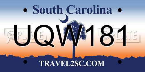 UQW181 South Carolina License Plate