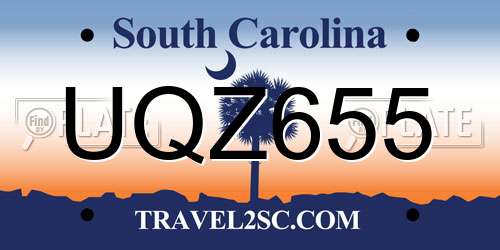 UQZ655 South Carolina License Plate