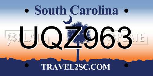UQZ963 South Carolina License Plate