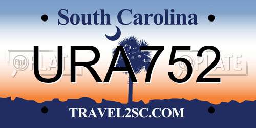 URA752 South Carolina License Plate