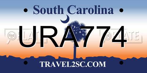 URA774 South Carolina License Plate