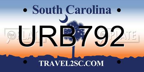 URB792 South Carolina License Plate