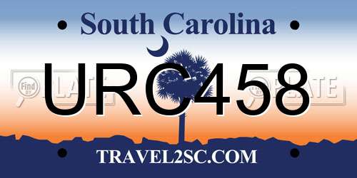URC458 South Carolina License Plate