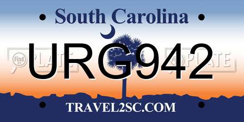 URG942 South Carolina License Plate