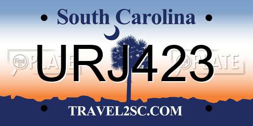 URJ423 South Carolina License Plate