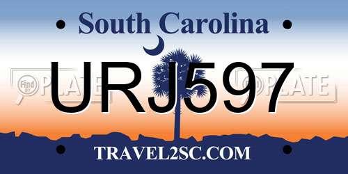 URJ597 South Carolina License Plate