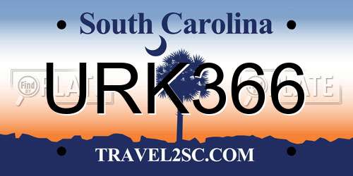 URK366 South Carolina License Plate