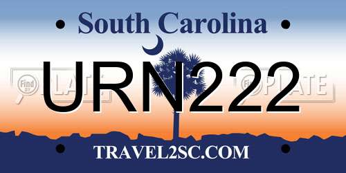 URN222 South Carolina License Plate