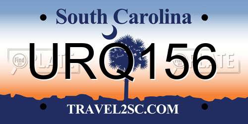 URQ156 South Carolina License Plate