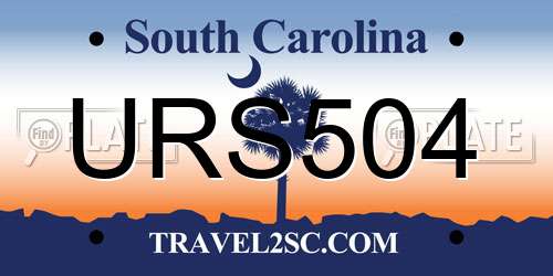 URS504 South Carolina License Plate