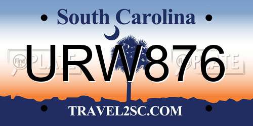 URW876 South Carolina License Plate