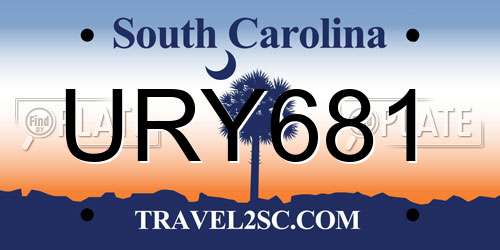 URY681 South Carolina License Plate