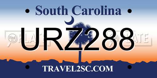 URZ288 South Carolina License Plate