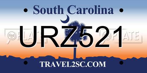 URZ521 South Carolina License Plate