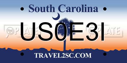 US0E3I South Carolina License Plate