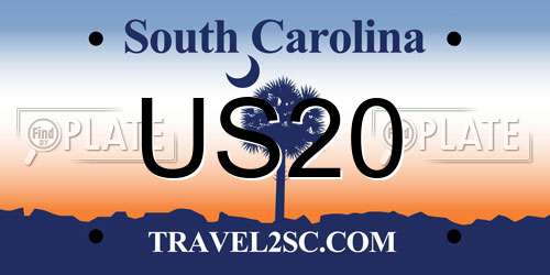 US20 South Carolina License Plate
