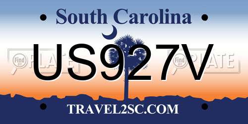 US927V South Carolina License Plate