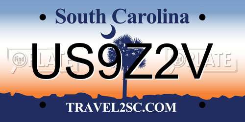 US9Z2V South Carolina License Plate