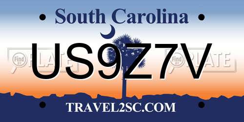 US9Z7V South Carolina License Plate
