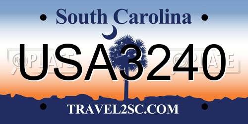 USA3240 South Carolina License Plate