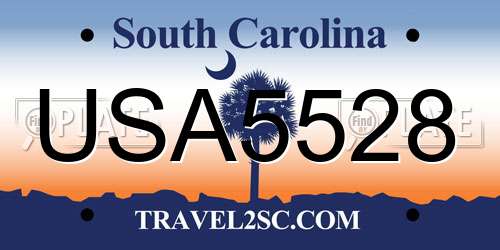 USA5528 South Carolina License Plate