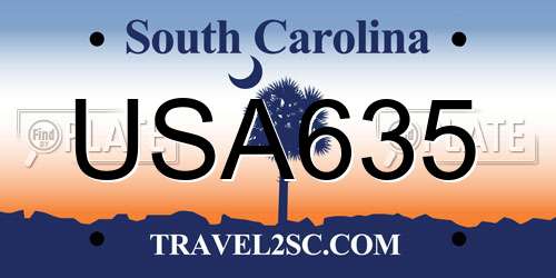 USA635 South Carolina License Plate