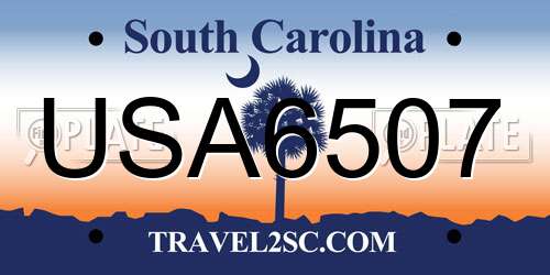 USA6507 South Carolina License Plate