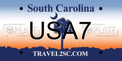 USA7 South Carolina License Plate
