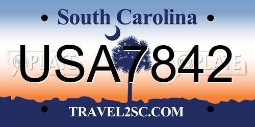 USA7842 South Carolina License Plate