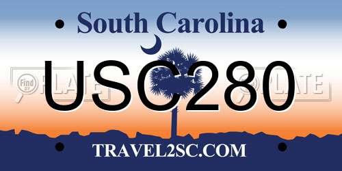 USC280 South Carolina License Plate
