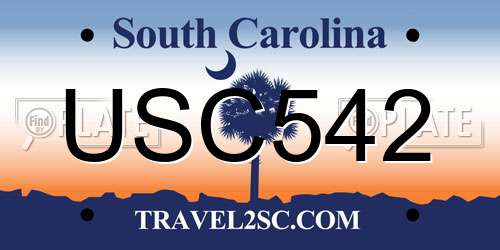 USC542 South Carolina License Plate