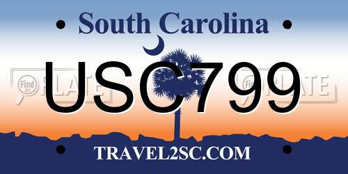 USC799 South Carolina License Plate
