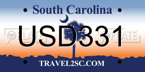 USD331 South Carolina License Plate
