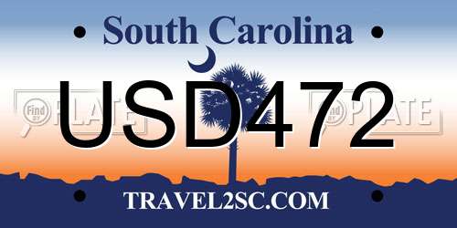 USD472 South Carolina License Plate