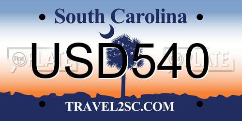 USD540 South Carolina License Plate