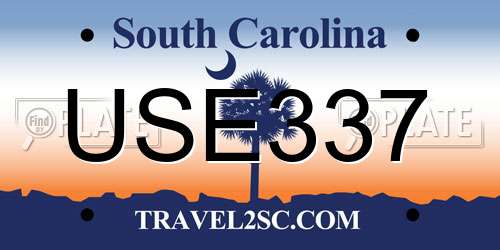 USE337 South Carolina License Plate