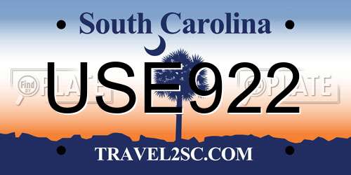 USE922 South Carolina License Plate