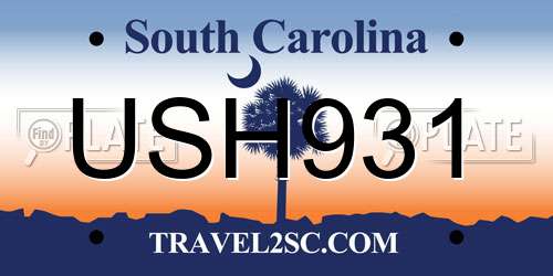 USH931 South Carolina License Plate