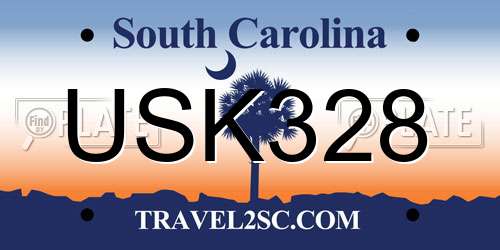 USK328 South Carolina License Plate