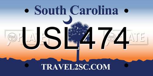USL474 South Carolina License Plate