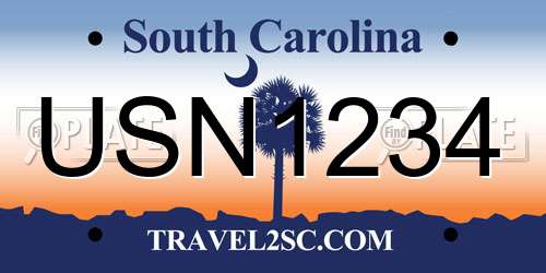 USN1234 South Carolina License Plate