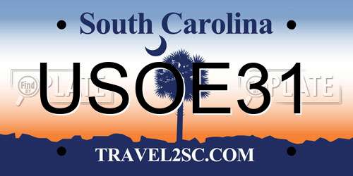 USOE31 South Carolina License Plate