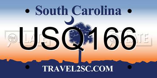 USQ166 South Carolina License Plate