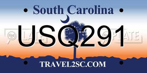 USQ291 South Carolina License Plate